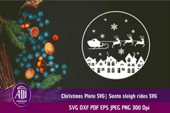 Christmas Plate SVG| Santa sleigh SVG| Sleigh rides SVG Product Image 3