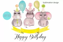 Safari Baby animals birthday sublimation design. Product Image 1