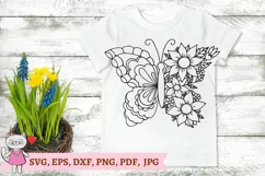 Floral Butterfly svg, Flowers svg, hand drawn Product Image 5