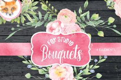 Watercolor clipart, Peony, flower clipart, wedding clip art Product Image 1