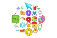 Web button icons set, cartoon style Product Image 1