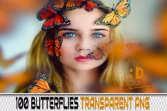 100 BUTTERFLIES TRANSPARENT PNG FILES, PHOTOSHOP OVERLAYS Product Image 1