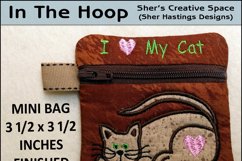 Love My Cat Mini Zipper Bag - Fully Lined, 4X4 HOOP Product Image 1