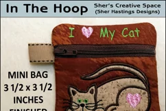 Love My Cat Mini Zipper Bag - Fully Lined, 4X4 HOOP Product Image 1