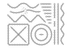 Metal vector chains isolated. Chrome chain icons and brushes Product Image 1