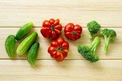 Set of vegetables. Tomatoes, cucumbers and broccoli Product Image 1