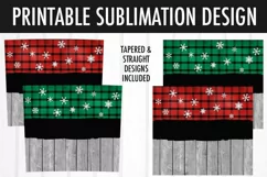 Tumbler Sublimation 20 oz Wrap | Red Green Flannel Snowflake Product Image 2