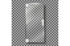 Glass Door With Silver Handle And Hinges Vector Product Image 1