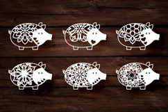 Papercut Pig Set, Mandala Pigs, Floral Pig Art Designs Product Image 3