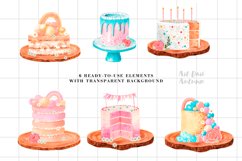 Boho cake clipart, Premade Logo Cake, Watercolor Bakery Product Image 2