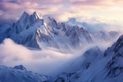 Majestic snow-capped mountain peaks at sunrise Product Image 1
