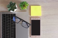 Stylish workspace on a wooden office desk, business concept Product Image 1