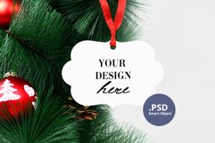 Flower Shape Ornament Mockup, Wood Christmas ornament Mockup Product Image 3