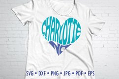 Charlotte NC word art heart SVG Product Image 1