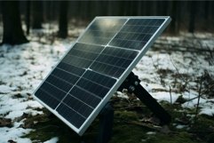 Portable solar panel in winter forest Product Image 1