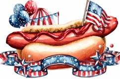 hot dog clipart watercolor patriotic Product Image 1