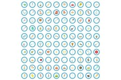 100 handicraft icons set, cartoon style Product Image 1