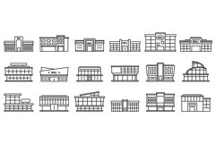 Mall centre icons set, outline style Product Image 1
