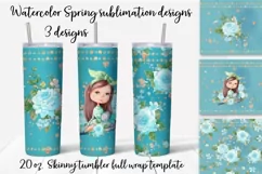 Spring sublimation design. Skinny tumbler wrap design. Product Image 1