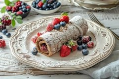Gourmet chocolate swiss roll with fresh berries Product Image 1