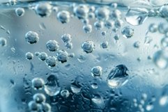 Closeup of air bubbles in water with a dreamy blue backgroun Product Image 1