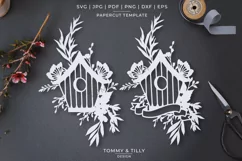 Birdhouse x 2 - Papercut Template SVG EPS DXF PNG PDF JPG Product Image 1