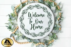Welcome Home Sign SVG Round Sign SVG Farmhouse Wreath SVG Product Image 3