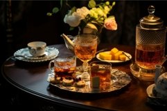 Elegant afternoon tea setup with golden light Product Image 1