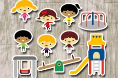 Playground graphic - kids playing, slide, swing set Product Image 2