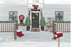 Merry Little Christmas scene - Christmas porch Product Image 1