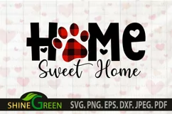 Home Sweet Home SVG Buffalo Plaid Dog Cat Paw- Dog SVG Product Image 2