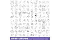 100 result icons set, outline style Product Image 1