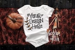 White baby outfit, Halloween, Witch, Pumpkin, Mock-Up Product Image 1