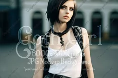 T Shirt Mockup, Goth Girl Wearing T Shirt, Gothic Mockup, 53 Product Image 1