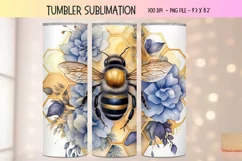 Honey Bee Tumbler Wrap | Floral Bee Tumbler Sublimation Png Product Image 1