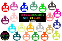 Christmas Ornaments with Face Masks Clipart- COVID Christmas Product Image 1