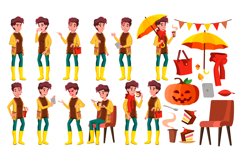 Teen Girl Poses Set Vector. Beauty, Lifestyle. For Web Product Image 1