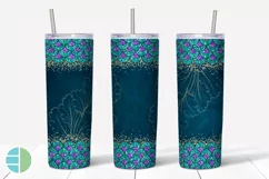 Skinny Tumbler Sublimation Designs Glitter Mermaid Customize Product Image 2
