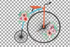 Coral pink and burgundy red floral high wheelers clip art pa Product Image 9