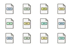 Set Of File Formats Icons Product Image 1