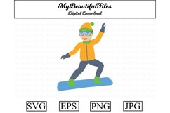 snowboarder SVG - Cute snowboarder SVG, EPS, PNG and JPG Product Image 1