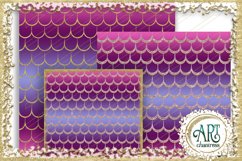 18 Digital Papers - Purple with Gold Glitter - Mermaid Scale Product Image 8