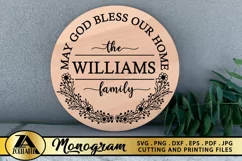 Monogram SVG Home Sign SVG Farmhouse Wreath SVG Cut Files Product Image 3
