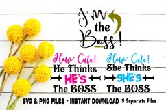 Twins SVG I&#039;m The Boss He Thinks She Thinks Print Cut Files Product Image 1