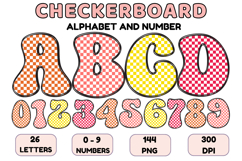 Checkerboard Alphabet Letters &amp; Numbers Clipart PNG 300DPI Product Image 1