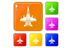 War plane icons set vector color Product Image 1