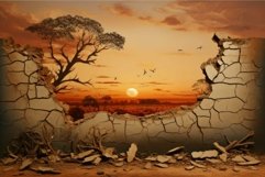 Surreal sunset through broken wall Product Image 1