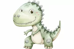 Watercolor Cute Tyrannosaurus Dinosaur Cartoon Product Image 3
