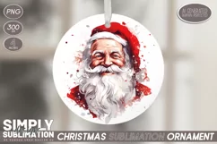 Watercolor Santa Claus Christmas Sublimation Ornament| PNG Product Image 1