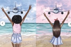 Sea girl clipart, Fashion girl clipart, Airplane clipart Product Image 3